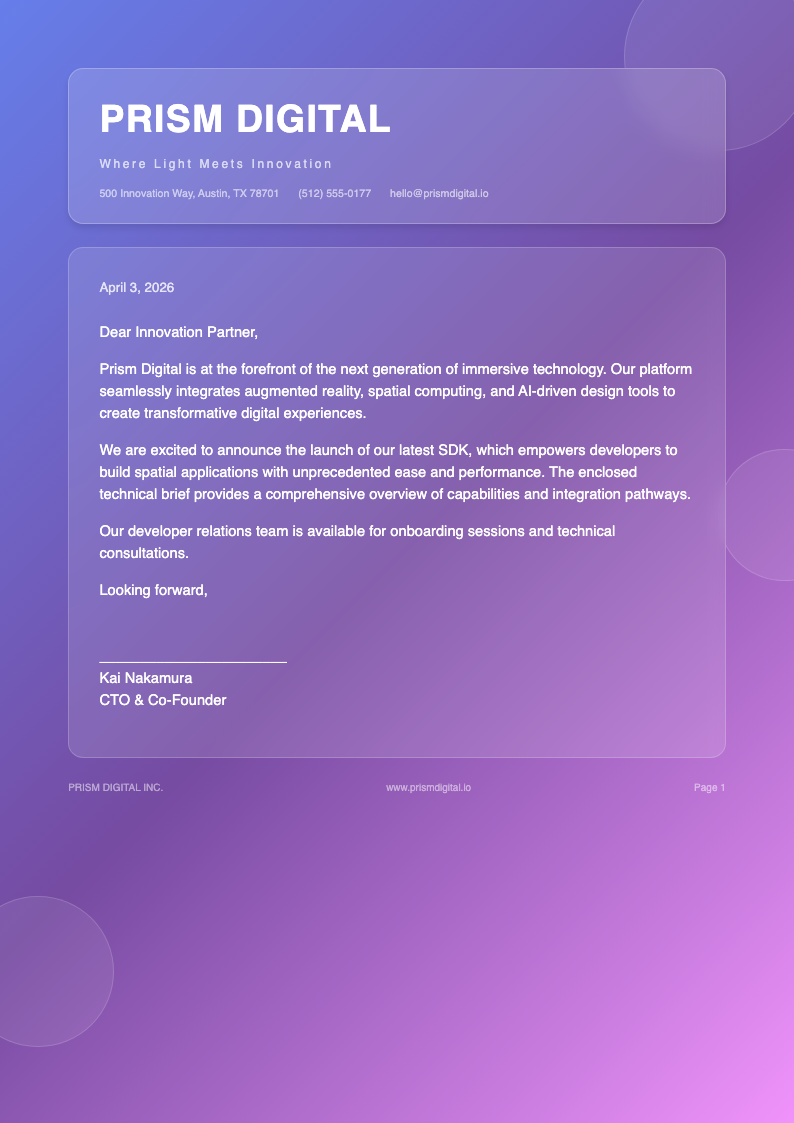 Glassmorphism decorative letterhead